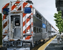 Red and White Train 22x30